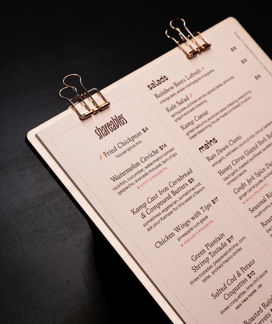 Kamp Social House Menu 01